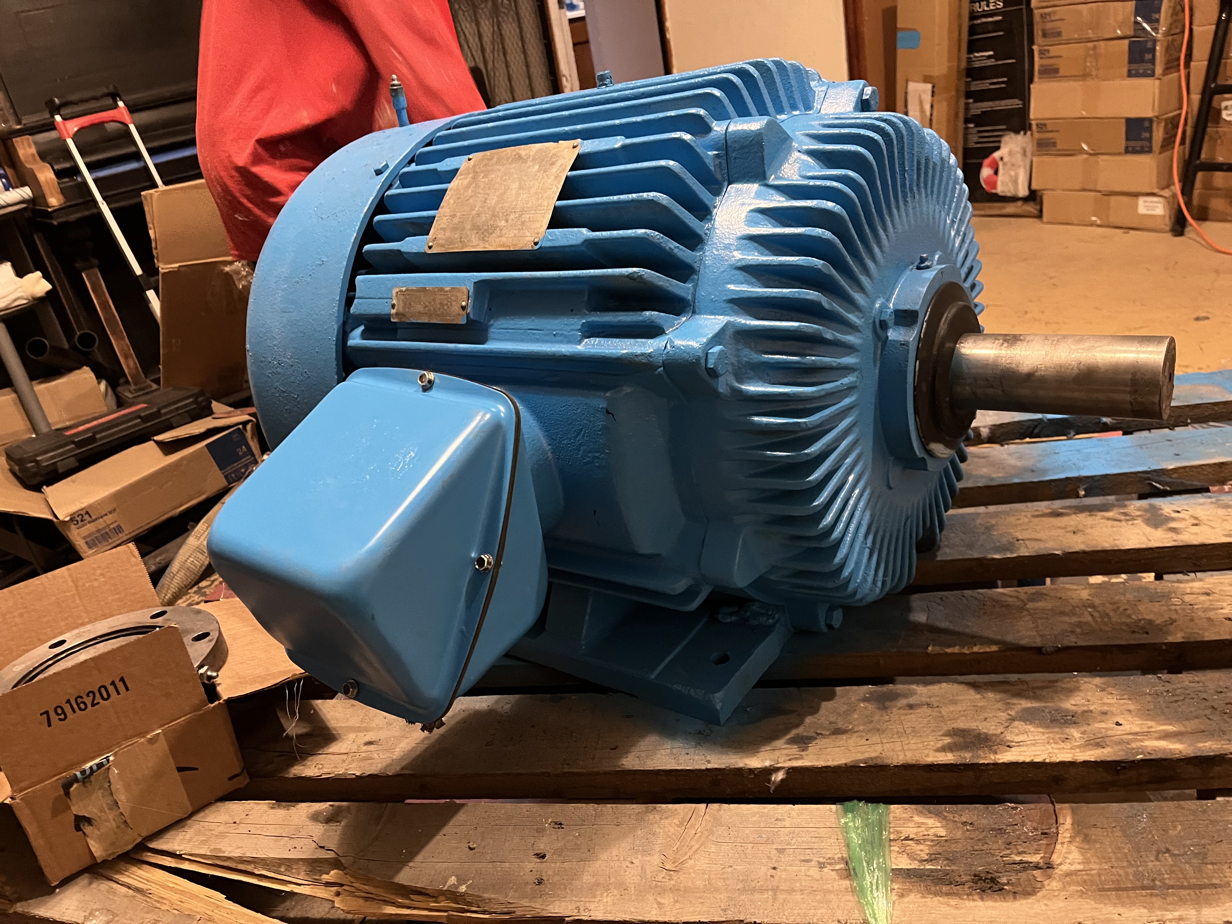 Industrial AC electric motor after rebuild and repaint